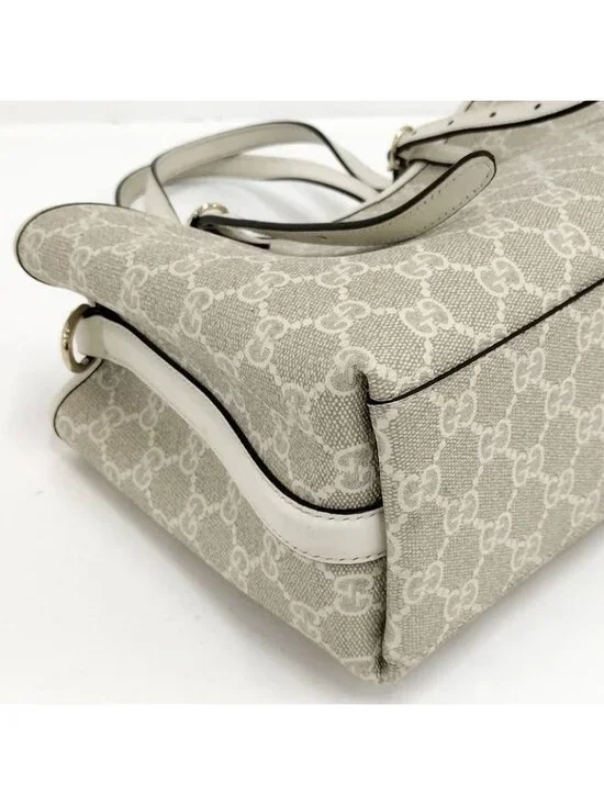 Gucci 2-Way Bag GG Emblem Leather Beige - Picture 4 of 10